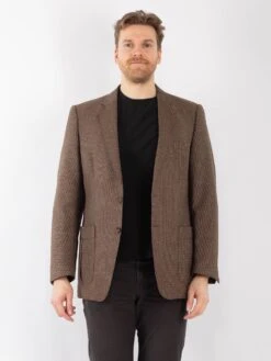 Vintage 70's Men Wool Blazer Jacket In Brown