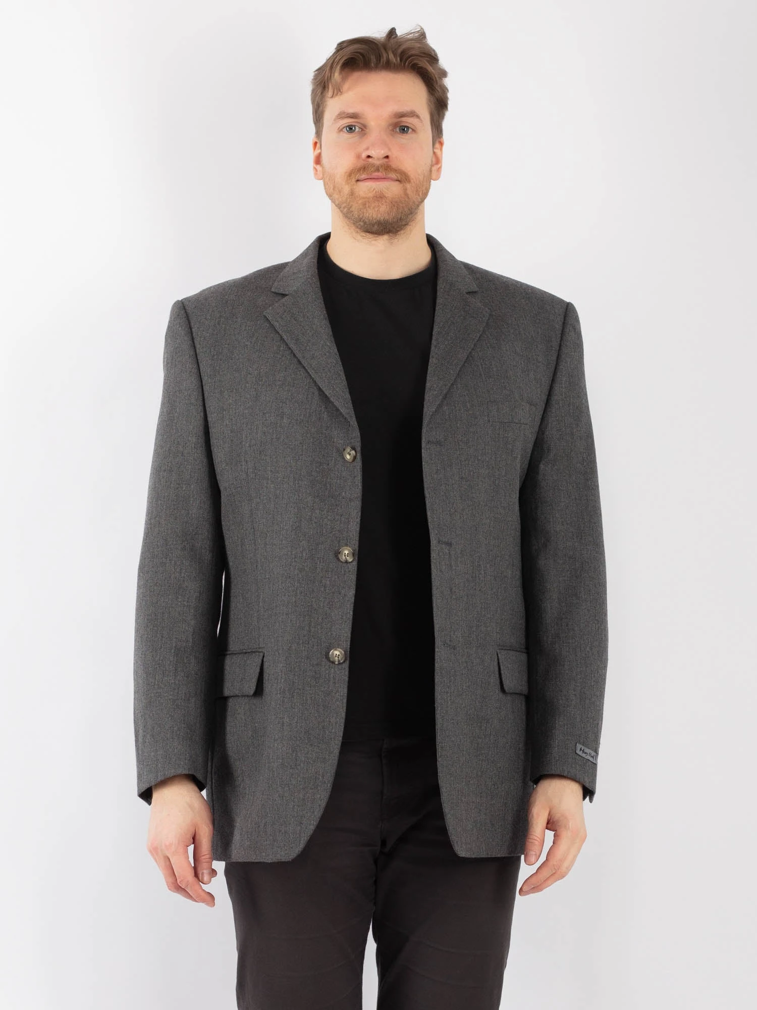Vintage 70's Men Wool Blazer Jacket In Gray 1 Vintage 70's Men Wool Blazer Jacket In Gray