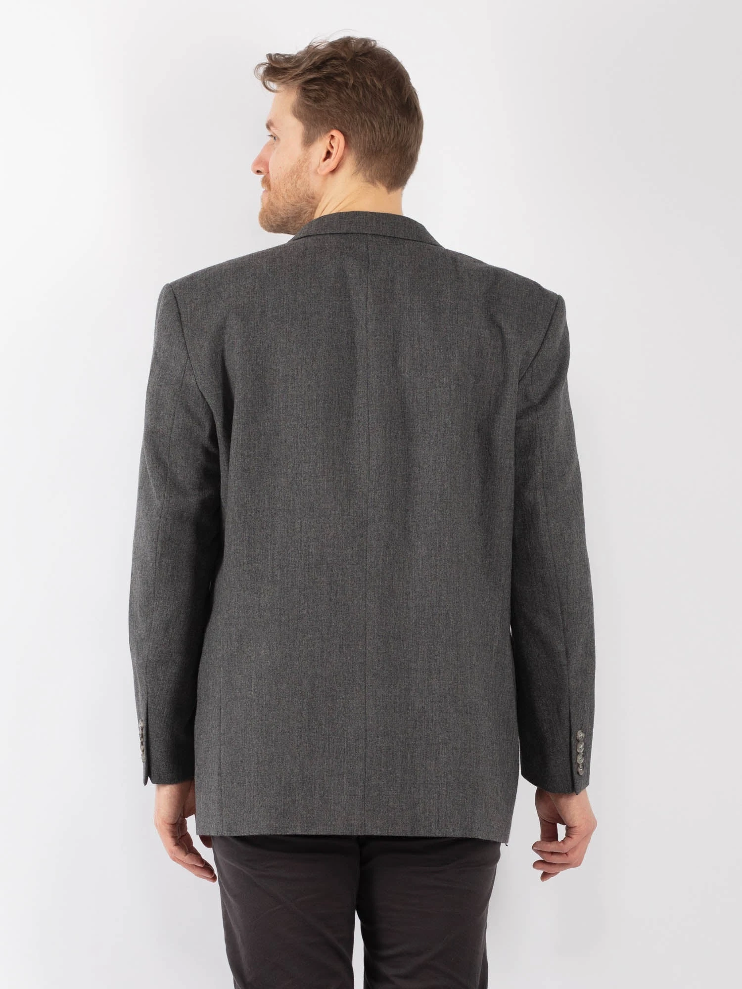 Vintage 70's Men Wool Blazer Jacket In Gray 2 Vintage 70's Men Wool Blazer Jacket In Gray - Image 2