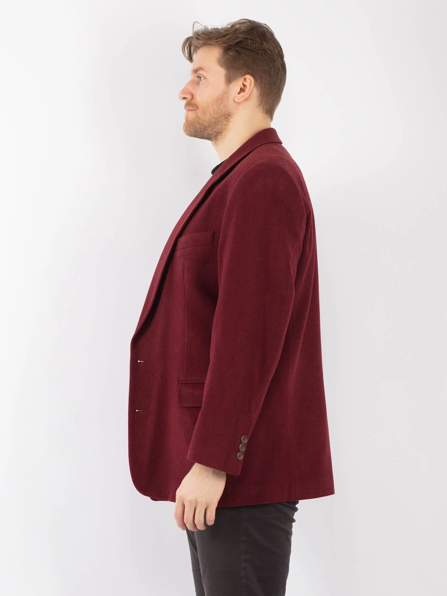 Vintage 70's Men Cashmere Wool Blend Blazer Jacket In Red 3 Vintage 70's Men Cashmere Wool Blend Blazer Jacket In Red - Image 3