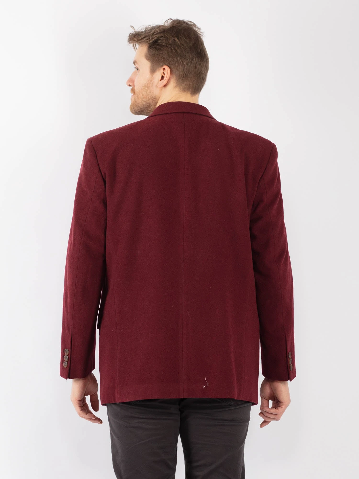 Vintage 70's Men Cashmere Wool Blend Blazer Jacket In Red 2 Vintage 70's Men Cashmere Wool Blend Blazer Jacket In Red - Image 2