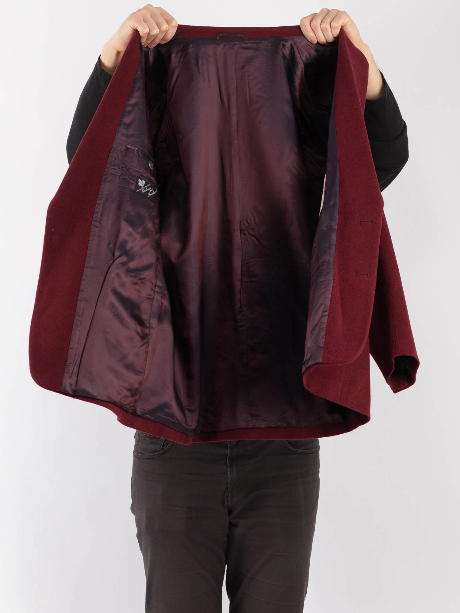 Vintage 70's Men Cashmere Wool Blend Blazer Jacket In Red 4 Vintage 70's Men Cashmere Wool Blend Blazer Jacket In Red - Image 4