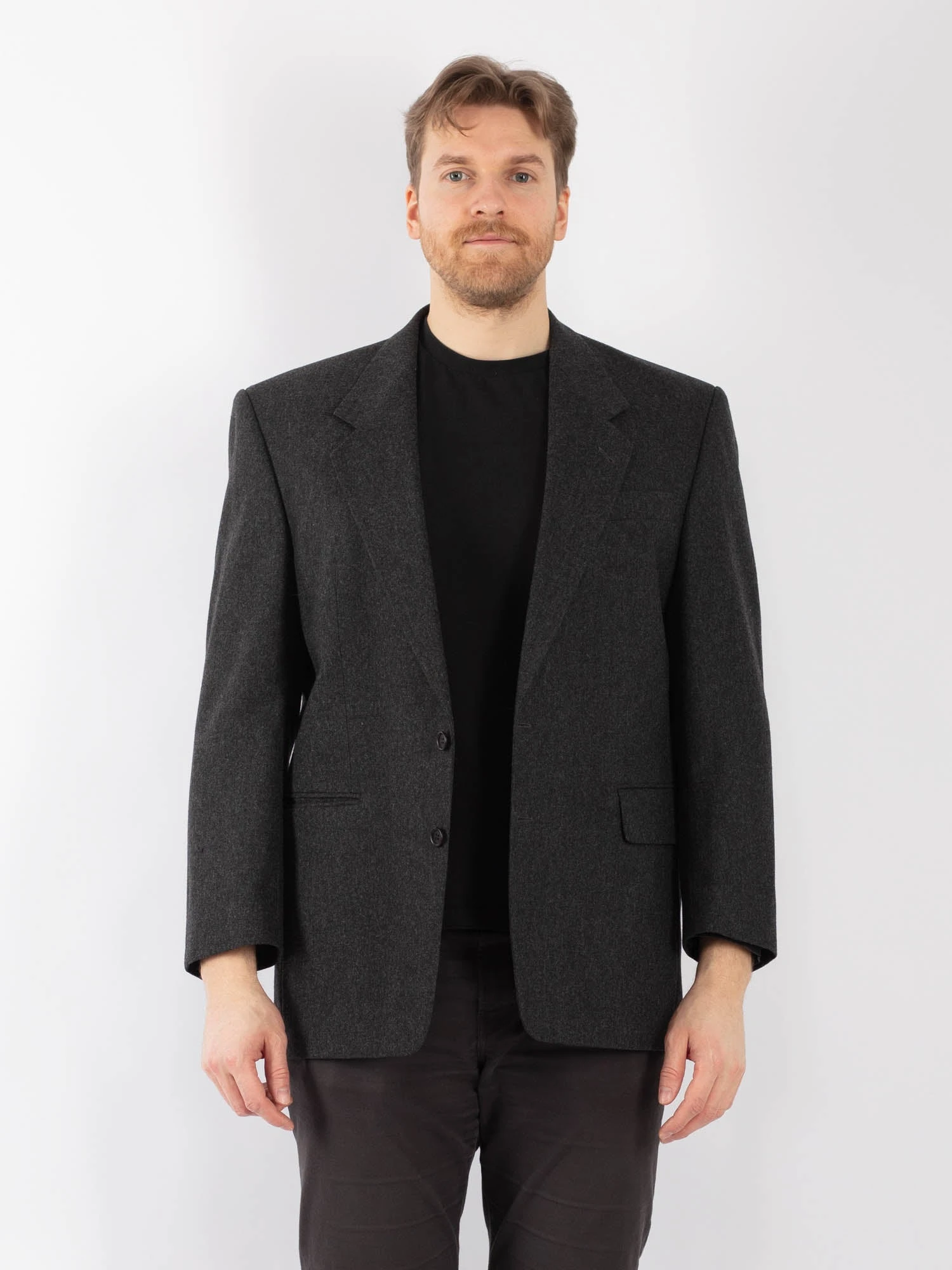 Vintage 70's Men Cashmere Wool Blend Blazer Jacket In Gray 1 Vintage 70's Men Cashmere Wool Blend Blazer Jacket In Gray