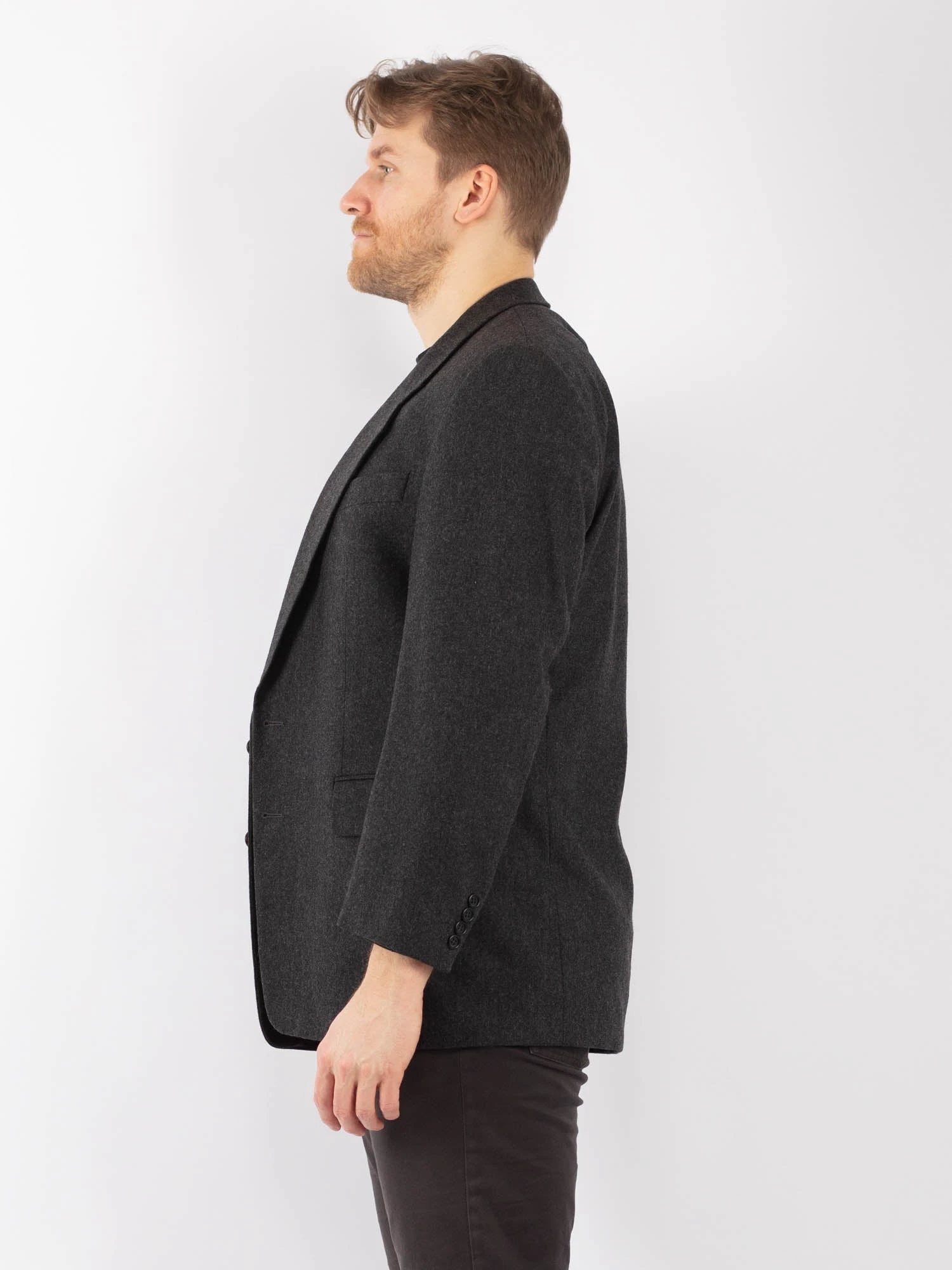 Vintage 70's Men Cashmere Wool Blend Blazer Jacket In Gray 3 Vintage 70's Men Cashmere Wool Blend Blazer Jacket In Gray - Image 3