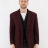 Vintage 70's Men Wool Blazer Jacket In Red