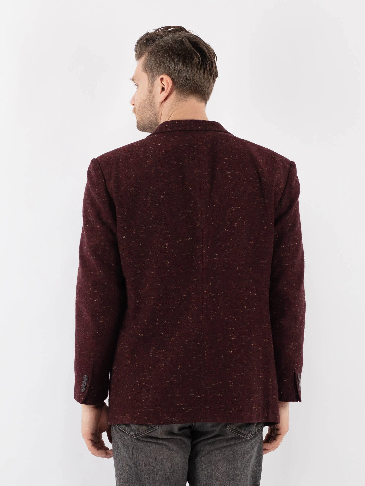 Vintage 70's Men Wool Blazer Jacket In Red 3 Vintage 70's Men Wool Blazer Jacket In Red - Image 3