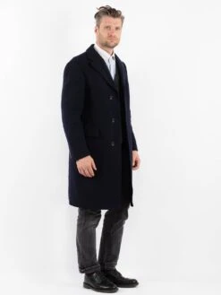 Vintage 70's Men Wool Coat In Blue -Northern Grip Vintage 70s Men Wool Coat 0174