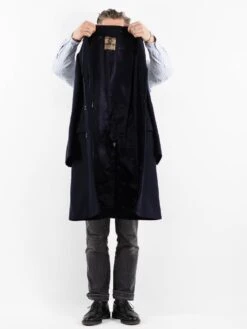 Vintage 70's Men Wool Coat In Blue -Northern Grip Vintage 70s Men Wool Coat 0176