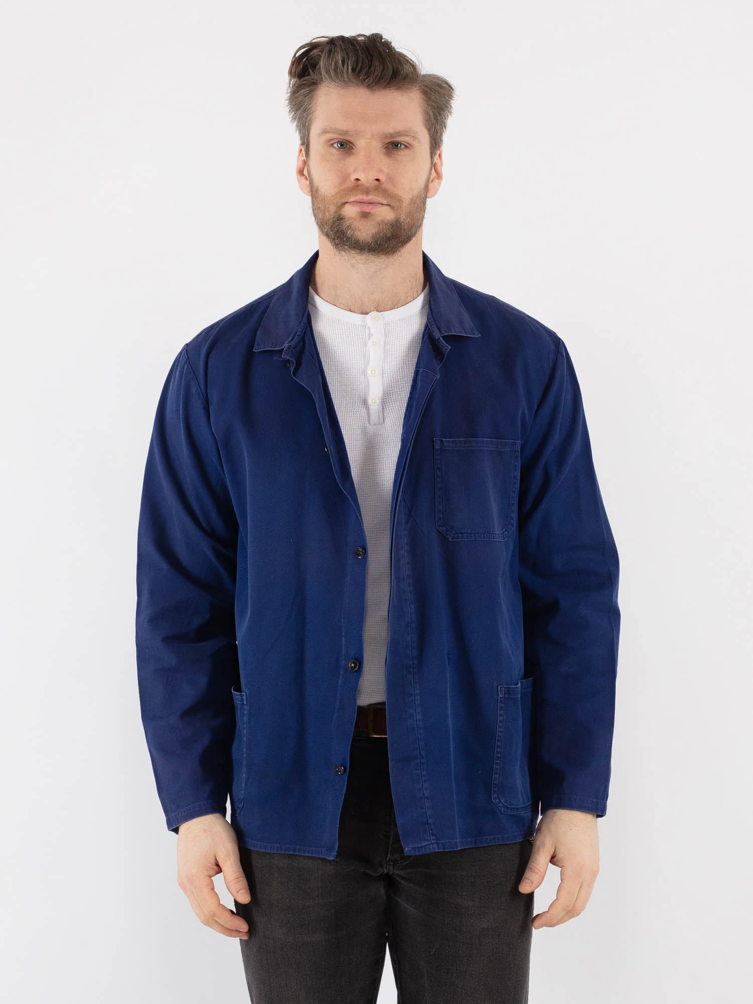 Vintage 70's Men Work Jacket In Blue 1 Vintage 70's Men Work Jacket In Blue