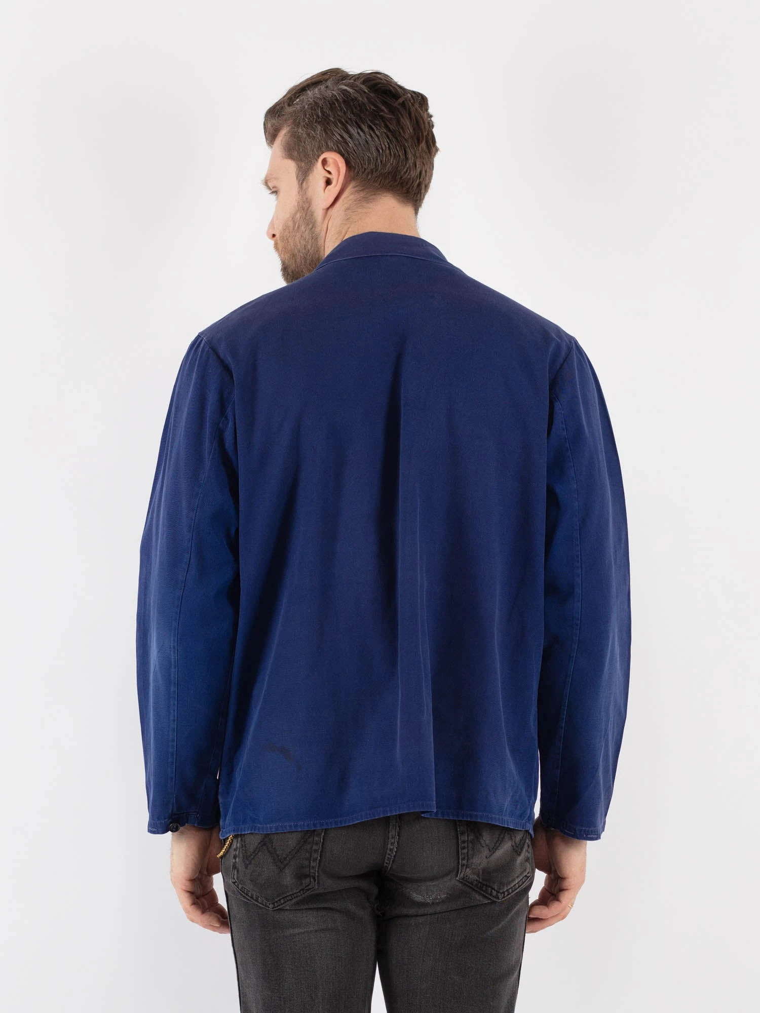 Vintage 70's Men Work Jacket In Blue 2 Vintage 70's Men Work Jacket In Blue - Image 2