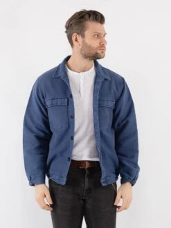 Vintage 70's Men Moleskin Work Jacket In Blue