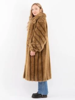 Vintage 70's Women Faux Fur Coat In Brown -Northern Grip Vintage 70s Women Faux Fur Coat 0013