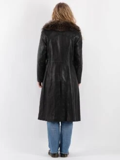 Vintage 70's Penny Lane Leather Coat In Black -Northern Grip Vintage 70s Women Leather Coat 0550