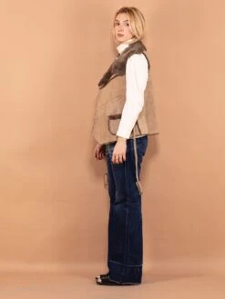 Vintage 70's Women Boho Sheepskin Vest In Beige -Northern Grip Vintage 70s Women Sheepskin Boho Vest Beige 3
