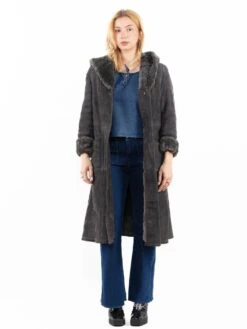 Vintage 70's Women Sheepskin Coat In Gray