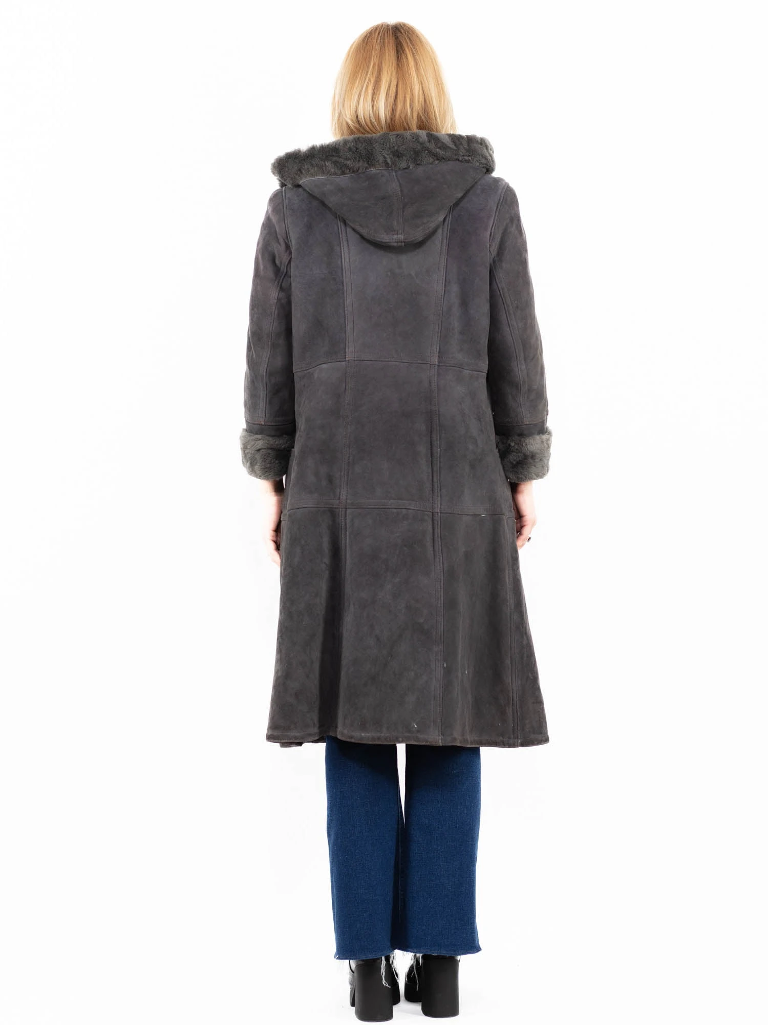 Vintage 70's Women Sheepskin Coat In Gray 2 Vintage 70's Women Sheepskin Coat In Gray - Image 2
