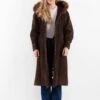 Vintage 70's Women Hooded Sheepskin Coat In Brown