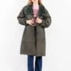 Vintage 70's Women Sheepskin Coat In Sage Green