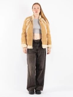 Vintage 70's Women Sheepskin Jacket In Beige