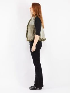 Vintage 70's Women Sheepskin Vest In Green -Northern Grip Vintage 70s Women Sheepskin Vest 0152