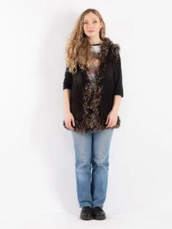 Vintage 70's Women Sheepskin Shearling Vest In Brown