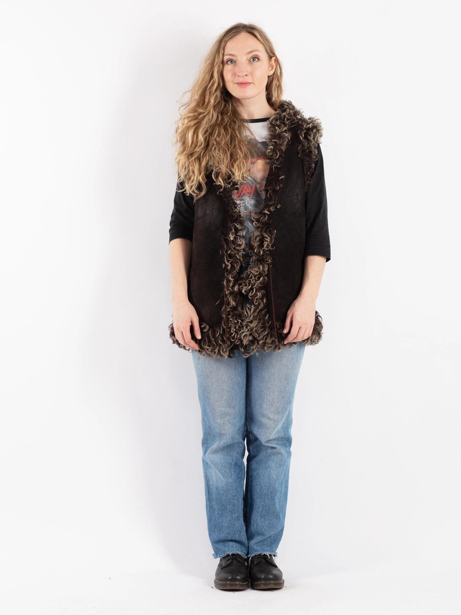 Vintage 70's Women Sheepskin Shearling Vest In Brown 1 Vintage 70's Women Sheepskin Shearling Vest In Brown