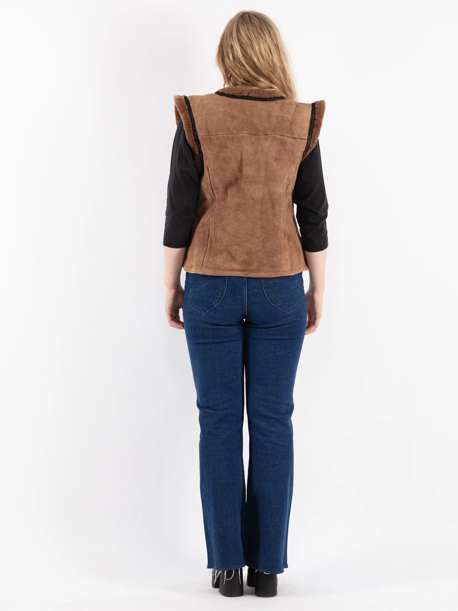 Vintage 70's Women Sheepskin Vest In Beige 2 Vintage 70's Women Sheepskin Vest In Beige - Image 2