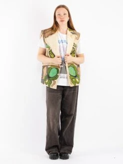 Vintage 70's Women Sheepskin Vest In Multi