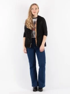 Vintage 70's Women Sheepskin Vest In Black