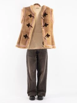 Vintage 70's Women Sheepskin Shearling Vest In Beige 8 Vintage 70's Women Sheepskin Shearling Vest In Beige -Northern Grip Vintage 70s Women Sheepskin Vest 0898