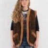 Vintage 70's Women Sheepskin Vest In Brown