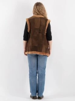 Vintage 70's Women Sheepskin Vest In Brown -Northern Grip Vintage 70s Women Sheepskin Vest 0956