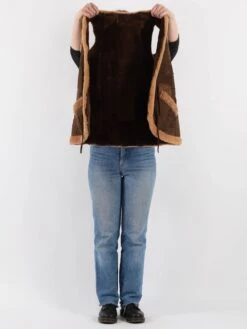 Vintage 70's Women Sheepskin Vest In Brown -Northern Grip Vintage 70s Women Sheepskin Vest 0957