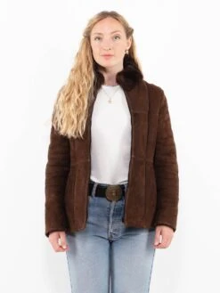 Vintage 70's Women Sheepskin Jacket In Brown