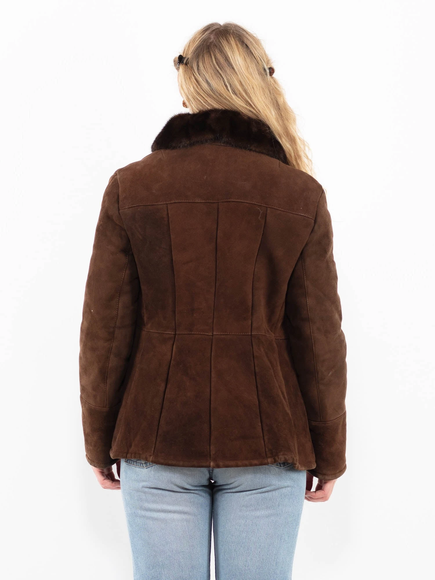 Vintage 70's Women Sheepskin Jacket In Brown 2 Vintage 70's Women Sheepskin Jacket In Brown - Image 2