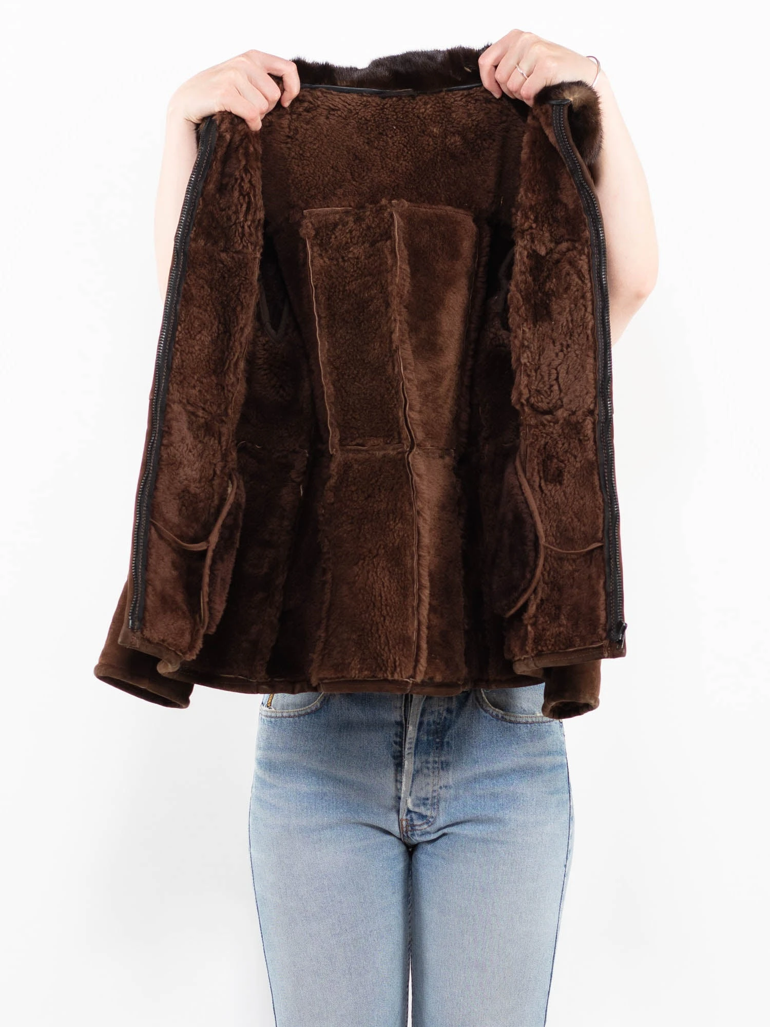 Vintage 70's Women Sheepskin Jacket In Brown 4 Vintage 70's Women Sheepskin Jacket In Brown - Image 4