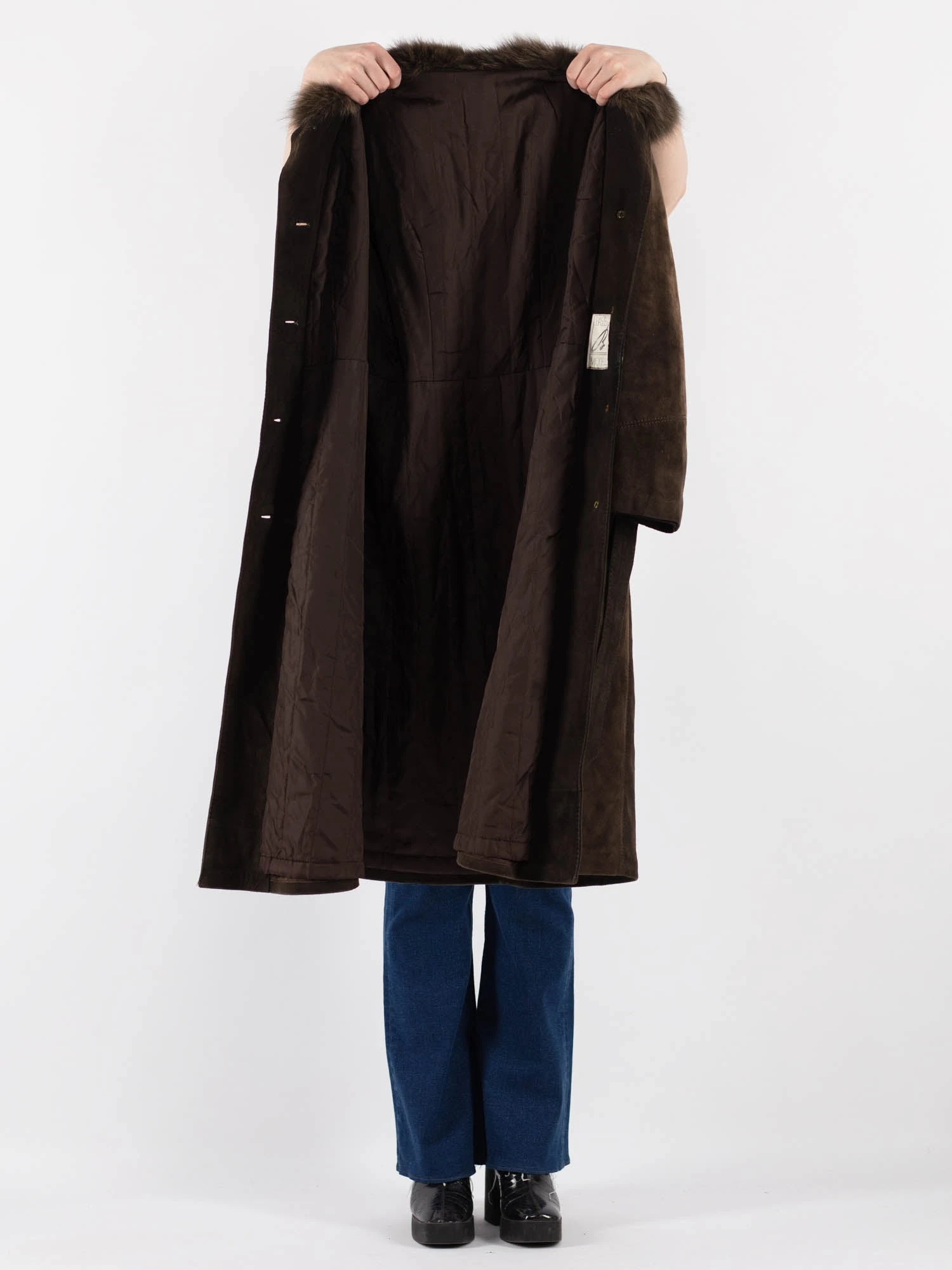 Vintage 70's Penny Lane Suede Coat In Brown 4 Vintage 70's Penny Lane Suede Coat In Brown - Image 4