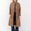 Vintage 80's Women Suede Fur Long Coat In Beige