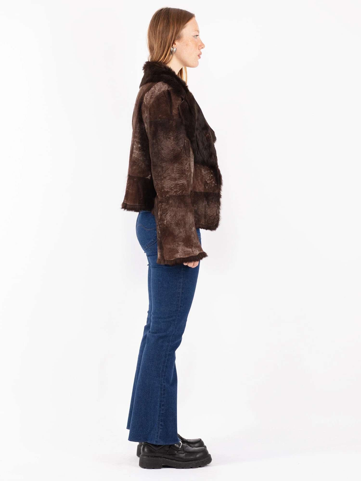 Vintage 70's Women Suede Fur Jacket In Brown 2 Vintage 70's Women Suede Fur Jacket In Brown - Image 2