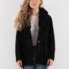 Vintage 70's Women Suede Sherpa Jacket In Black