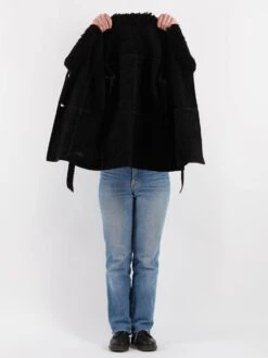 Vintage 70's Women Suede Sherpa Jacket In Black -Northern Grip Vintage 70s Women Suede Sherpa Jacket 0201