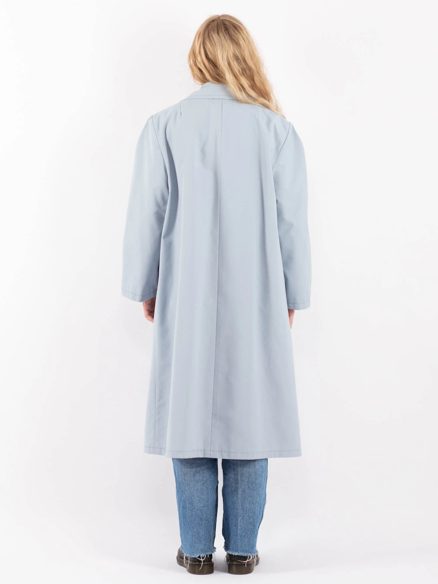 Vintage 70's Women Trench Coat In Blue 2 Vintage 70's Women Trench Coat In Blue - Image 2