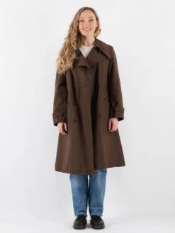 Vintage 70's Women Trench Coat In Brown