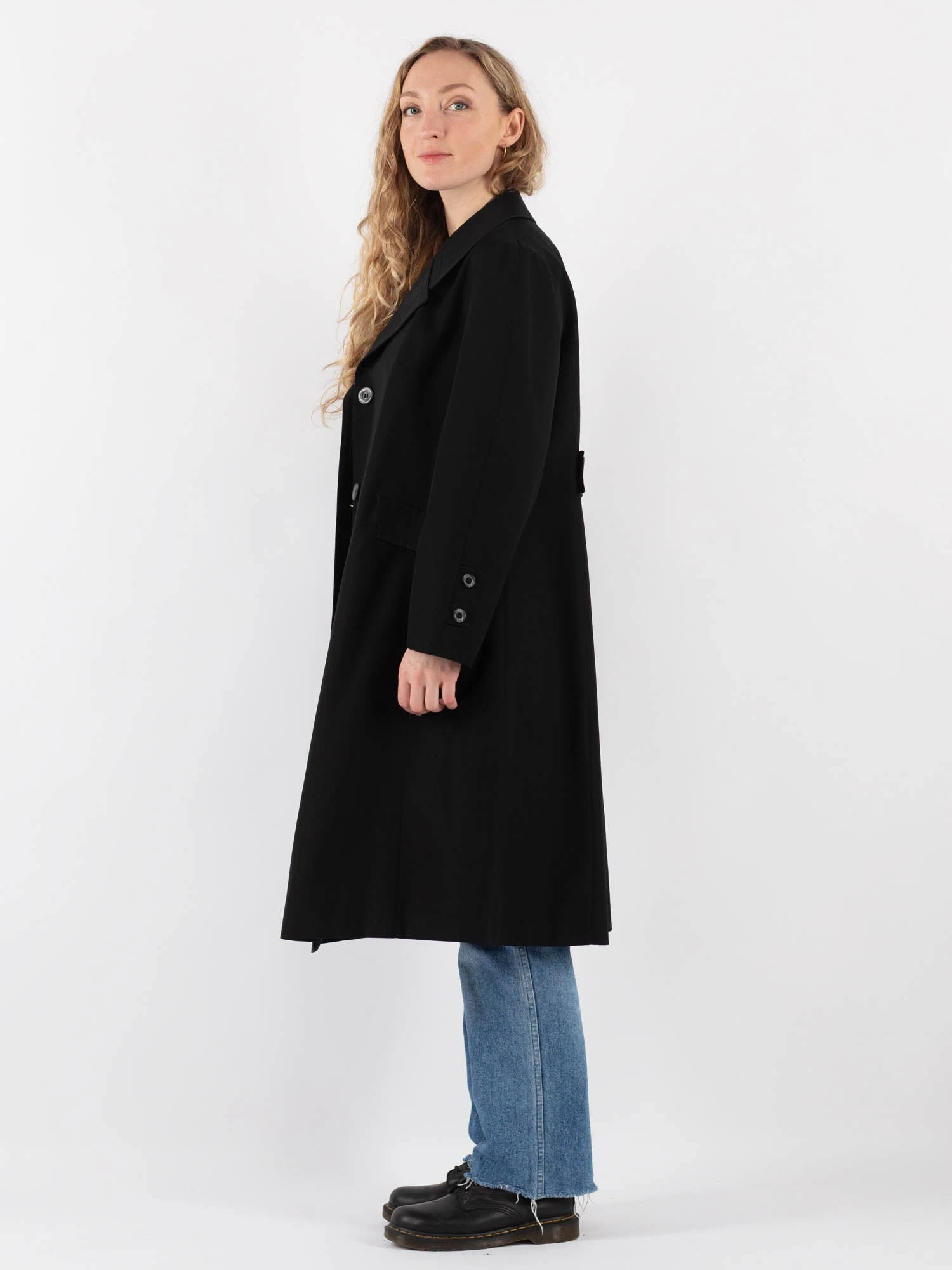 Vintage 70's Women Trench Coat In Black 3 Vintage 70's Women Trench Coat In Black - Image 3