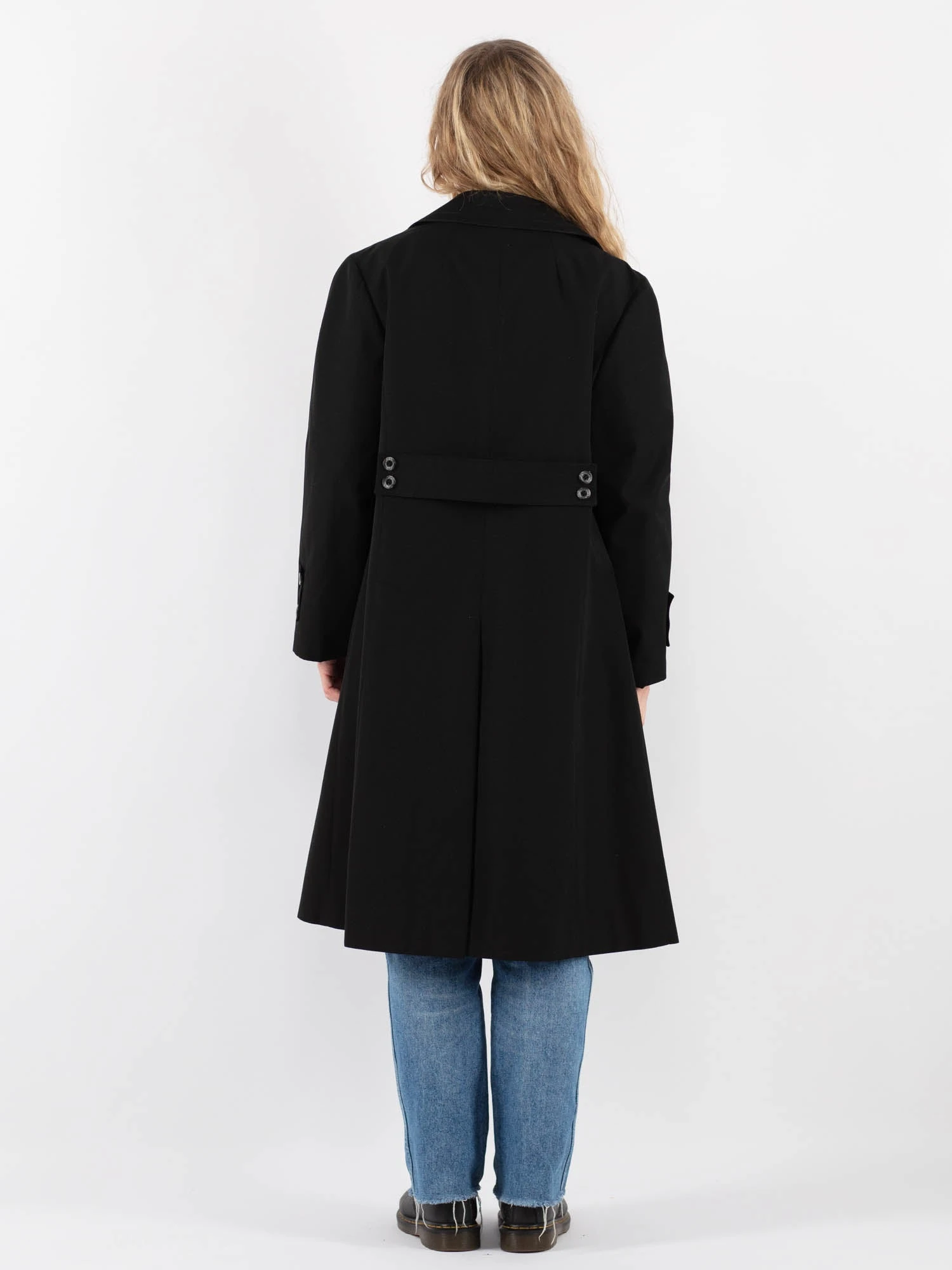 Vintage 70's Women Trench Coat In Black 2 Vintage 70's Women Trench Coat In Black - Image 2