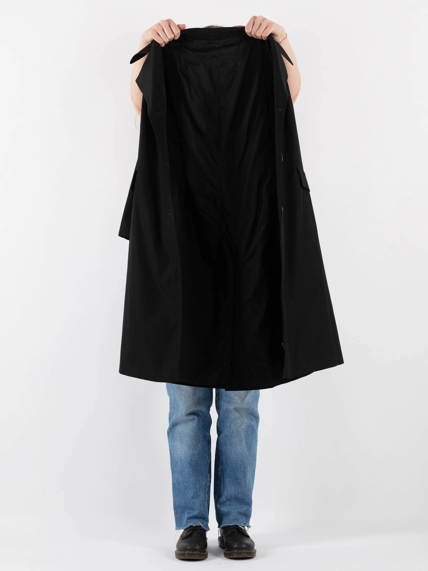 Vintage 70's Women Trench Coat In Black 4 Vintage 70's Women Trench Coat In Black - Image 4