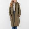 Vintage 70's Women Trench Coat In Green