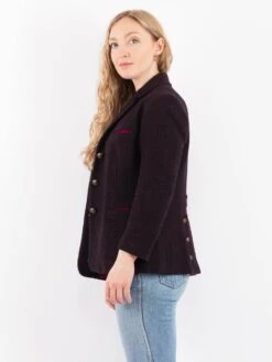 Vintage 70's Women Harris Tweed Jacket In Purple -Northern Grip Vintage 70s Women Tweed Blazer Jacket 0360