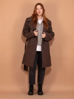 Vintage 70's Women Wool Coat In Brown