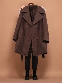 Vintage 70's Women Wool Coat In Brown -Northern Grip Vintage 70s Women Wool Coat Brown 4